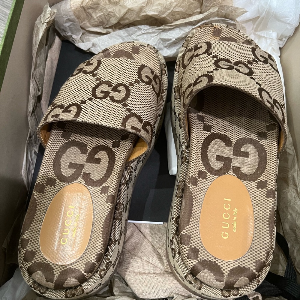 Gucci Women’s Macro GG Canvas Camel Ebony - Picture 1 of 6